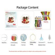5 Christmas Pattern Handmade Embroidery Material Kits, Beginner-Friendly Entry-Level Embroidery Hoop DIY Set, Full Tool Kit With Instructions, Scissors, Threader, Home Decor Christmas Gift - Multicolor - View 18