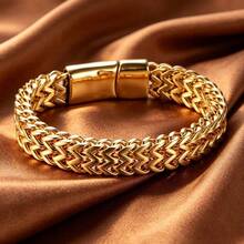 1PC New Fashionable Men's High Quality Stainless Steel Braided Bracelet, Metal Bracelet, Dominating Leisure Jewelry - Fashion - View 1