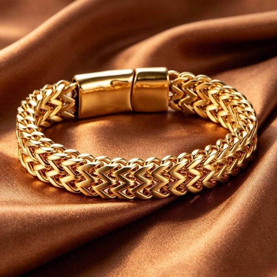 1PC New Fashionable Men's High Quality Stainless Steel Braided Bracelet, Metal Bracelet, Dominating Leisure Jewelry - Fashion - View 1