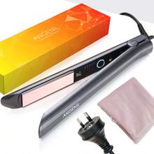 ANGENIL Pelurus Rambut Profesional Kelas Salon, Setrika Datar Titanium, Pelat Pemanas Berlapis Grafena, Pelurus & Pengeriting 2-in-1, Desain Tegangan Ganda, 5 Pengaturan Suhu, Pemanasan Cepat, Dilengkapi Tas Penyimpanan - Grey - View 15
