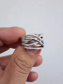 1pc Women's Intertwined Ring, Suitable For Wedding, Engagement, Anniversary, Party Wear, Valentine's Day Gift, No Packaging Box - Silver - View 2