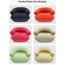 1pc U‑Shaped Flocked Inflatable Lazy Sofa, Single PVC Air Chair With Armrest & Backrest, Portable Foldable Inflatable Seat For Indoor Outdoor Camping Home Relaxation - A - View 8