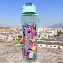 KPop Demon Hunters 5PCS Cute Cartoon Water Cups, Leak-Proof Plastic Sports Water Bottle, Cute Personalized Gift, Suitable For Outdoor Hiking, School, Office, Perfect Gift - Multicolor - View 2