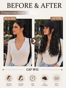 Baseball Cap Paired With Long, Curly Hair, A Stylish Hat And Hair Accessory, Suitable For Women's Everyday Casual Wear, Available In Multiple Colors. - Multicolor - View 5