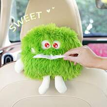 Cute Monster Car Tissue Box, Soft Plush Car Back Seat Hanging Tissue Holder, Universal Car Interior Decor, Adjustable Clip Car Tissue Storage, Cute Car Gift For Women - Tissue Box - View 5