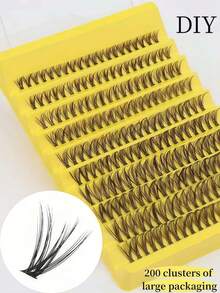 High-Rated 200 Clusters 30D Cat Eye False Eyelashes, 10-16mm Mixed Length, D Curl, DIY Natural Fluffy Dense Effect, Great Value, Suitable For Beginners, Reusable, Applicable For Daily, Party, Stage Performance, Christmas Gift - D - View 3