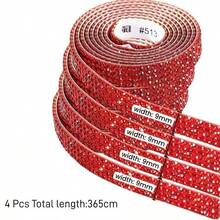 Self-Adhesive Crystal Rhinestone Inlaid Tape, Suitable For Handmade DIY Decoration Ribbon - H-Fresh Blue - View 4