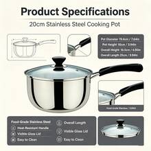 20cm/7.87 In Japanese Minimalist Style With Extended Handle, Thickened Round Ring Heat-Conducting Bottom - View 13