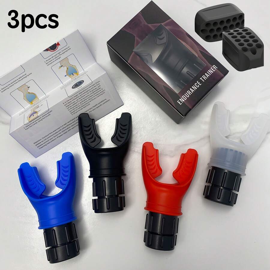 3pcs Adjustable Resistance Facial Trainer + Jaw Muscle Ball Set, Resistance Breathing Trainer With Jaw Muscle Exerciser, Resistance Training For Lung Function Improvement And Endurance Training, High-Quality Fitness Equipment, Unisex, Suitable For Gym, Home And Outdoor Workout