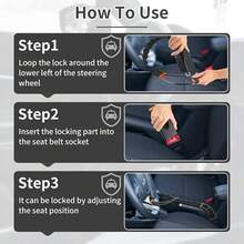 1pc Steering Wheel Lock With 3 Keys, Car Safety Belt Lock, Dual Vehicle Anti-Theft Device, Suitable For Most Cars, Trucks, And More - A - View 10
