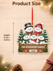 1pc Personalized Snowman Family Christmas Ornament, Customized Name Christmas Tree Decoration, 5-Person Family Holiday Keepsake, 2026 Snowman Gift, Christmas Gift - Multicolor - View 5