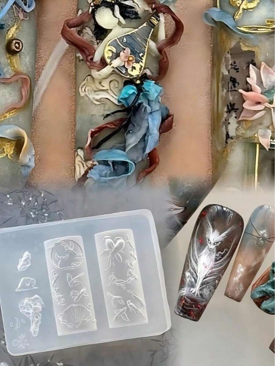 中式飛鳥與花枝 3D 矽膠模具，樹脂/石膏/香氛手工鑄造模具，DIY 吊墜與配件製作模具 - 小鳥 - 查看 1