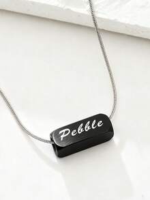 Personalized Custom Text Bar Necklace, Snake Chain Pendant Engraved With Name Information, Exquisite Customized Commemorative Jewelry, Ideal Gift For Couples, Family, Birthday And Holiday Occasions, Memorial Keepsake, Christmas And Friendship Commemorative Gift - Multicolor - View 7