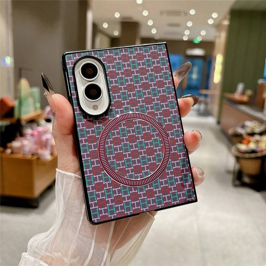 VIETAO 支援無線充電時尚手機殼,適用於 Galaxy Z Fold 8 Fold8 手機保護殼 - 紫色 - 查看 1