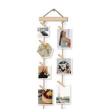 1 Set Wooden Photo Wall Hanging Rack, Includes Hanging Rope And Clips; Multiple Photo Display Rack; No Drilling Required; Space-Saving; Suitable For Dorm, Bedroom, Desk And Wall Decoration, Christmas Holiday Memorial Photos - A - View 8