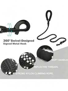 1pc Reflective Pet Leash For Dog For Outdoor - Black - View 4
