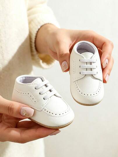Säuglings-Jungen & Mädchen Vintage Sportschuhe, PU-Leder Gummisohle Erstläufer, Kleinkind rutschfeste Erstschuhe, Säuglings-Hausschuhe Wiege Schuhe