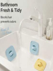 2pcs Square Silicone Sink Drain Stopper (1 Blue + 1 Yellow), Multi-Function Sink Strainer Plug, Odor-Proof & Insect-Proof Drain Cover, Bathroom Sink & Kitchen Sink Hair Catcher - Multicolor - View 3