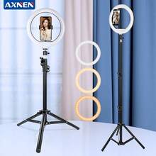 AXNEN 10-Inch LED Ring Light With 43.3-Inch Stable Tripod, Suitable For Photography, Video Shooting, Outdoor Live Streaming, Makeup, Compatible With All Smartphones - Black - View 2