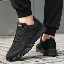 Men's Walking Shoes Lightweight Soft Sole Breathable Casual Sports Shoes For Daily Commute Hiking And All-Season Wear - All Black - View 1
