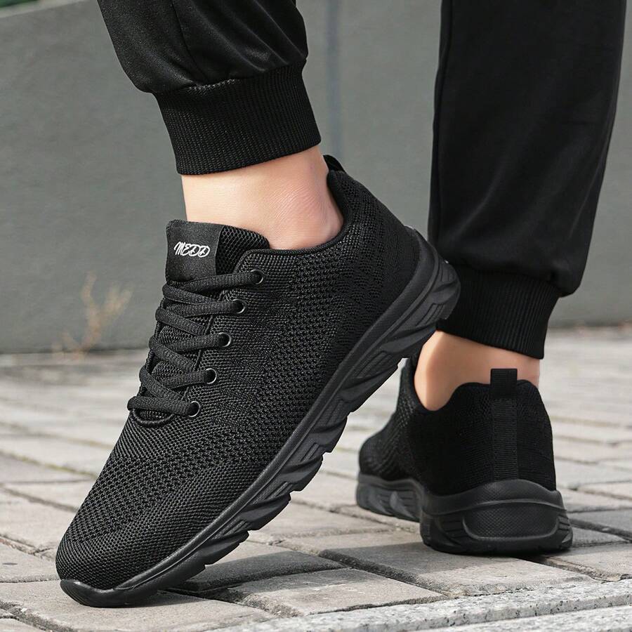 Men's Walking Shoes Lightweight Soft Sole Breathable Casual Sports Shoes For Daily Commute Hiking And All-Season Wear - All Black - View 1