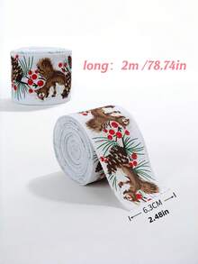 1 Roll Christmas Decorative Ribbon, 6.3cm Wide 2m Roll, Holiday Print Gift Wrapping Ribbon, Suitable For Adults, Christmas Tree Wreath Bow DIY Crafts, Holiday Party Home Decor, Christmas Gift Wrapping - 6.3cm X 2m - View 12
