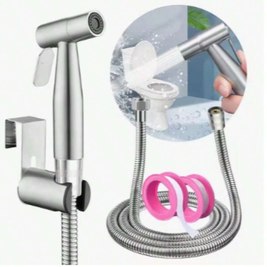 Dual-Purpose Spray Faucet, Suitable For Balcony Washing Machine, Bathroom And Toilet Sink, Silver Surface Wall-Mounted Installation
