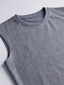 glestore Men's Vintage-Style "Old Money" Look Sandwashed Sleeveless Tank Top: Minimalist And Versatile Sleevelss Tops Men - Dark Grey - View 6