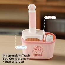 Cat Supplies & Litter Scoops Litter Scoop With Storage Rack, Durable Plastic Material, Extra Garbage Bag Storage Compartment, Pet Hygiene Essential, Multi-Cat Family Essential, Easy To Access & Kitten Supplies - Multicolor - View 4