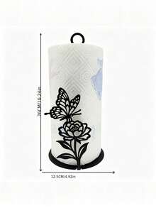 2D Design Cat & Butterfly Paper Towel Holder, Cute Black Cat Decor, Cat Lover Decoration, Vintage Farmhouse Style, Kitchen Countertop & Bathroom Vertical Toilet Paper Storage Rack, Creative Animal Silhouette, Decorative Home Storage Rack - Multicolor - View 10