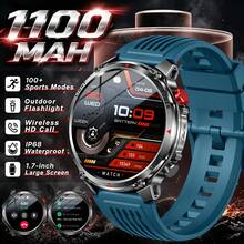 KENPANG Rugged Smart Watch For Men, IP68 Professional Waterproof, 1100mAh Massive Battery, Built-In Bright LED Flashlight, 1.7" HD Large Screen, 100+ Sports Modes, Bluetooth Clear Calls, 24/7 Health Monitoring, Compass, Men's Fitness Tracker, IOS Android - View 14