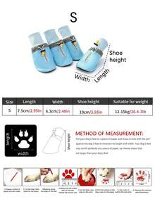 4pcs/Set PU Material Pet Shoes, Patchwork Color Pet Outdoor Waterproof Anti-Slip Shoes, Suitable For Medium To Large Pets - Multicolor - View 19