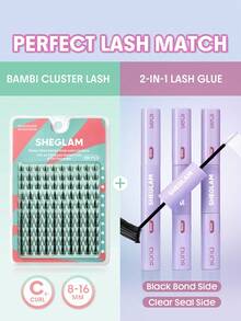 SHEGLAM [2 قطعة] مجموعة حزم رموش Flutter Wild Lash Clusters مع لاصق Flex Bond ومانع تسرب الرموش - الأسود - مشاهدة 2
