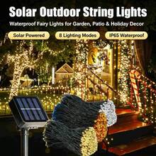 Solar Powered LED String Lights, IP65 Waterproof, 8 Lighting Modes, Auto On/Off, Suitable For Trees, Yard, Patio, Wedding, Christmas, Home Party Decoration Outdoor Hanging Lights - Multicolor - View 1