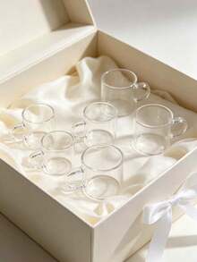 Minimalist High Borosilicate Glass Cups With Handles, 2/4/6PCS Heat-Resistant Transparent Practical Tea Cups, Suitable For Home Daily Drinking, Flower Tea, Fruit Tea, Office Coffee, Living Room Guest Reception, Friends Gathering, Home Afternoon Tea - Clear - View 6