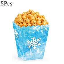 5pcs/6pcs/16pcs/Set Winter Snowflake Popcorn Boxes, Blue Paper Snack Candy Gift Boxes, Ice And Snow Theme Birthday Party Favors And Decorations - Multicolor - View 12
