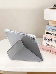 KOOLIFE 1pc Halloween Cute Print Y-Shaped Folding Magnetic Tablet Protective Case, PU Leather Outer Layer With Hard Acrylic Anti-Bend Back Plate, Pen Slot Design, Multi-Angle Folding Stand, Suitable For Office And Daily Use, Compatible With IPad Mini 6/7, Air 3/4/5/6/7/11/13 Inch (M2/M3/2024-2025), Pro 11/12.9 Inch (2020-2024), Protective Case, Protective Shell, With Cover - Dark Grey - View 5