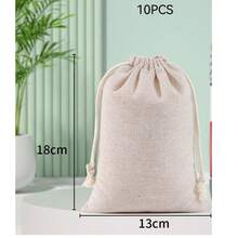 10pcs Beige Drawstring Gift Bags Multi-Size Optional Gift Packaging Storage Bags Holiday Event Party Birthday Wedding DIY Gift Packaging Bags Household Breathable Grain Storage Bags - AA - View 12