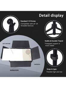 10-Inch Professional Studio LED Square Softbox Fill Light With 63-Inch Adjustable Tripod And Phone Holder, Portable Lighting Kit; Square Softbox With 4 Barn Doors, 38 Color Modes, 10 Adjustable Brightness Levels, Remote Control Compatible, No Battery Required. Suitable For Photography, Makeup, Video Recording, Live Streaming, Online Meetings, And Vlogging; Compatible With Mobile Phones And Cameras - A - View 4