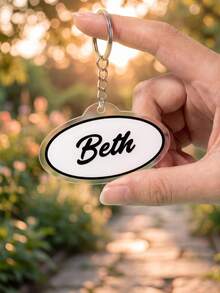 1 pieza Llavero con etiqueta de nombre de fuente retro personalizada, accesorio de Charm de bolso con monograma personalizado, regalo para mochila, regalo de recuerdo personalizado para uso diario de la familia - Multicolor - Ver 4