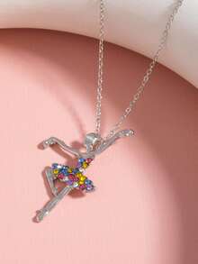 1pc New Fashion Rainbow Dancing Necklace Alloy Jewelry Niche Creative Collarbone Chain (Random Color) - one-size - View 2