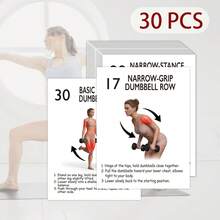 30PCS Dumbbell Training Quick Reference Cards, Colorful Fitness Cards, Women's Full Body Strength Training Guide, Portable Fitness Accessories, Home Dumbbell Training Cards - Complete Set Of Upper Body, Shoulder, Chest, Back And Lower Body Exercises, Lightweight And Durable, Perfect For Daily Home Use - 30-piece Dumbbell Workout Quick Reference Card - View 3