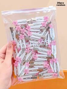 20/10pcs Pink & White Rhinestone Flower Seamless Hair Clips, Basic Durable No-Damage Hair Accessories, Sweet Cute Minimalist Hair Clips - Suitable For Women And Girls, Daily School Party Vacation - Multicolor - View 10