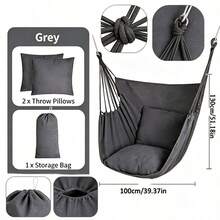 [Outdoor Leisure] Solid Color Hammock, Carefully Designed For Yard And Outdoor Activities, Equipped With Soft High-Elasticity Cushion And Pillow, Can Support Up To 300 Lbs - A - View 6