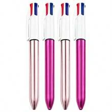 2Pcs/4Pcs/8Pcs 4-In-1 Electroplated 4-Color Retractable Ballpoint Pens, Multi-Color Ink (Red/Blue/Black/Green), 1.0mm Tip For Highlighting And Underlining, Smooth Writing, Ideal Gift For Office And School Supplies, Back To School Essentials, Writing Must-Haves, Retractable Design, Perfect Gift For Family, Friends, Colleagues, Classmates, Teachers - Round - View 13