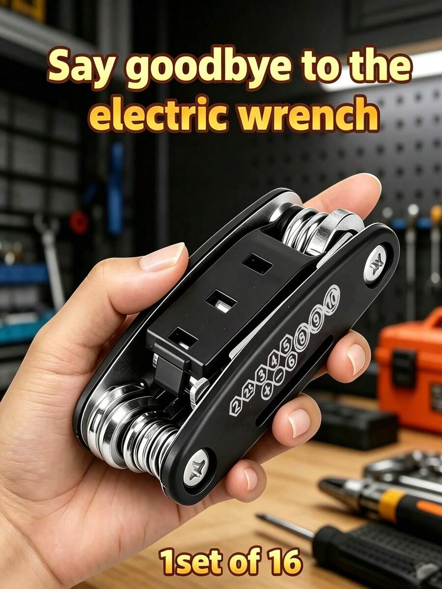 16-In-1 Foldable Multi-Function Screwdriver Wrench, Non-Slip Handle, Rotating Design, Durable And Easy To Use, Universal Portable Repair Tool For Home And Car Maintenance - A - View 1