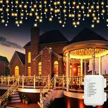 Battery Powered Icicle Lights Outdoor Christmas Lights, 8 Modes, Fairy Lights, Suitable For Home Party, Halloween, Holiday Decoration - Battery-powered Fairy Lights - View 11