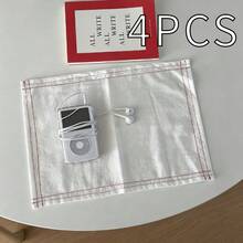 1/2/4pcs Japanese Ins Style Minimalist Washable Red Line Contrast Color Placemats & Napkins, Suitable For Wedding, Valentine's Day Photography Decoration And Daily Use - Multicolor - View 14