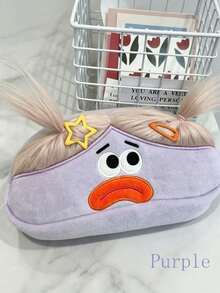 1pc Cute & Charming Plush Pencil Case, Duck-Shaped Cardboard Stationery Bag With Double Ponytail Design And Cloud Decor, Large Capacity, Perfect For First Day Of School - Multicolor - View 7