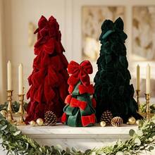 Luxury Velvet Bow Christmas Tree Decor, Handcrafted Fabric Mini Xmas Ornament, Elegant Table & Wall Hanging Decoration For Holiday Home Party - Multi-color - View 1